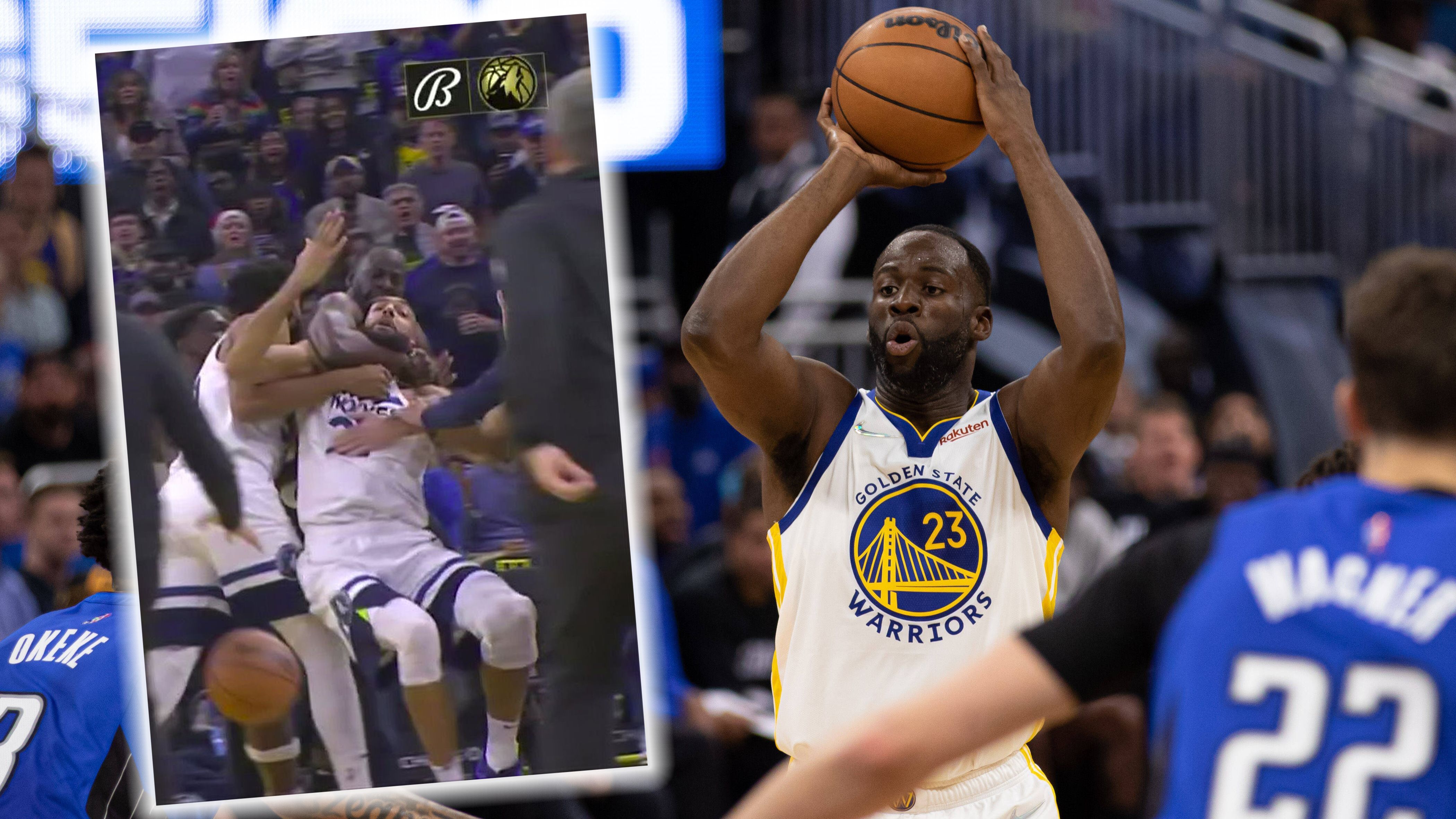 <strong>2023: Draymond Green würgt Rudy Gobert - Die 17. Ejection</strong><br>
Wild ging es zwischen Klay Thompson und Green von den Warriors und Jaden McDaniels und Rudy Gobert von den Timberwolves zu. Es kam zu einer körperlichen Auseinandersetzung, in deren Folge McDaniels, Green und Thomposon hinausgestellt wurden. <a target="_blank" href="https://www.ran.de/sports/basketball/nba/videos/gobert-im-wuergegriff-wilde-rangelei-bei-warriors-vs-timberwolves">Green hatte Wolves-Center Gobert in den Schwitzkasten genommen und wurde von der NBA für fünf Spiele gesperrt</a>.