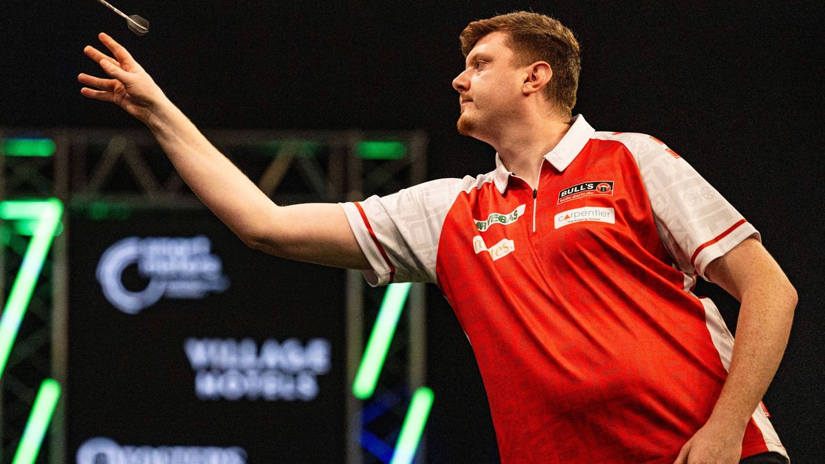 11th November 2025, WV Active Aldersley, Wolverhampton, Midlands, England; 2025 PDC Mr Vegas Grand Slam of Darts; Niko Springer in action on the oche in his first round match against Beau Greaves P...