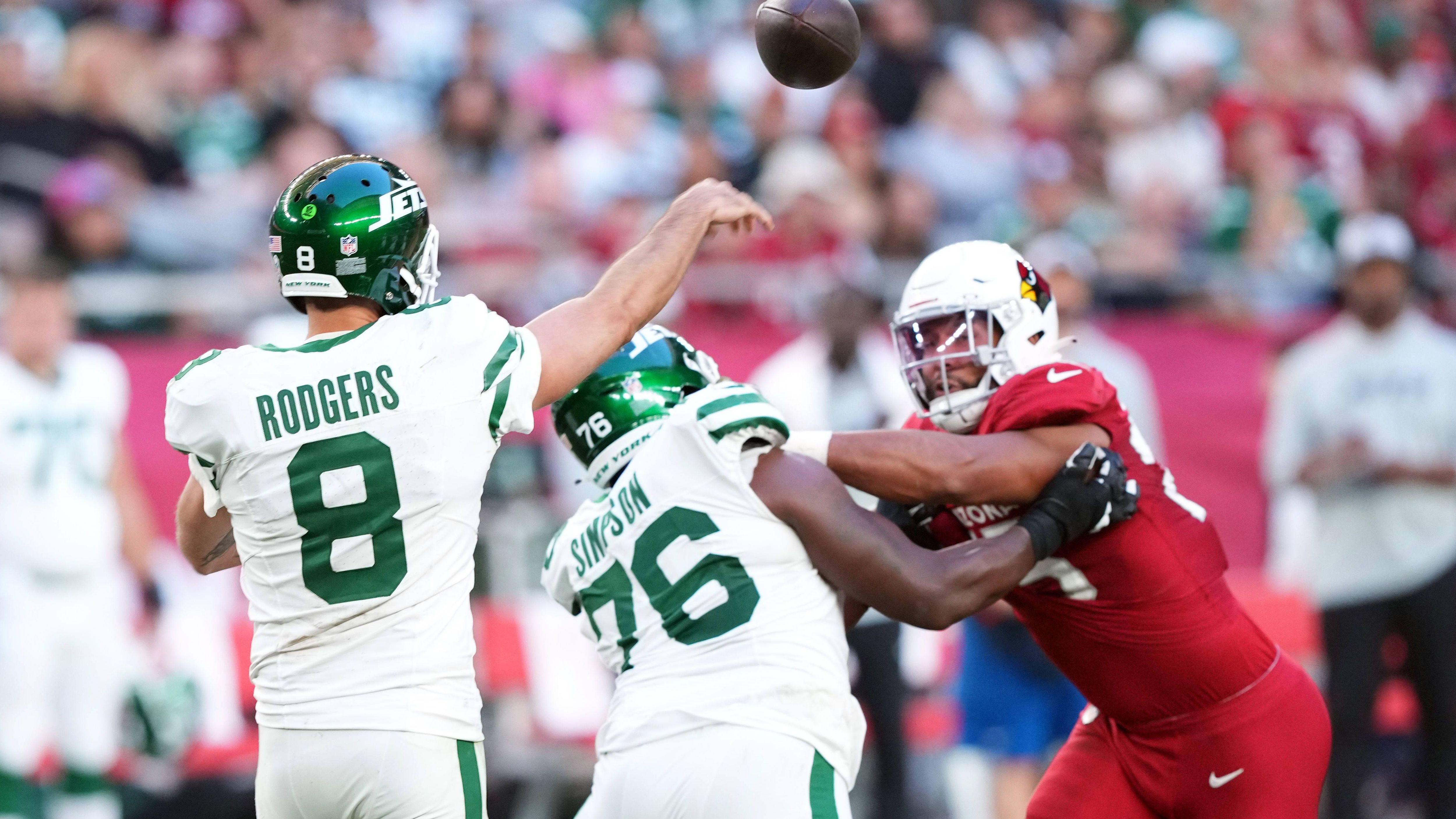 <strong>Platz 9 (geteilt): Aaron Rodgers</strong><br>Team: New York Jets<br>Anzahl der Spiele: 17<br>Sacks: 40