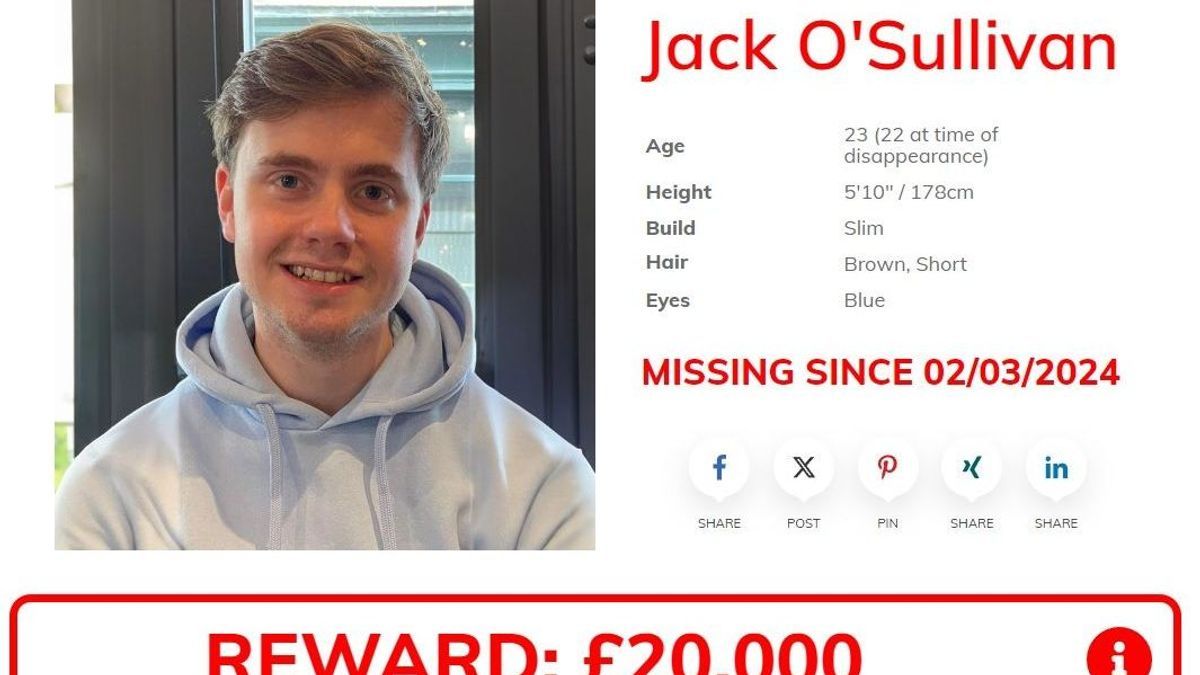 Jack O'Sullivan wird in England seit dem 2. März vermisst.