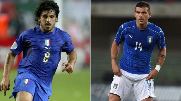 
                <strong>Gennaro Gattuso 2006 vs Stefano Sturaro 2016</strong><br>
                Gennaro Gattuso 2006 vs Stefano Sturaro 2016: Gattuso war einer der besten Sechser seiner Generation. Der beinharte defensive Mittelfeldspieler absolvierte auf Vereinsebene 289 Spiele für den AC Mailand. Sturaro wechselte 2014 vom FC Genua zu Juventus Turin. Er wird gegen Deutschland wohl zum Einsatz kommen, da De Rossi verletzt auszufallen droht und Thiago Motta gelbgesperrt ist.
              