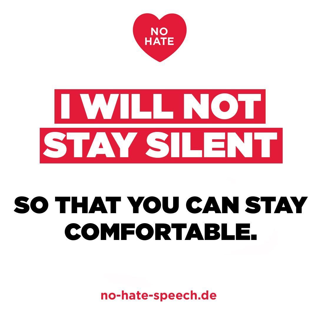Ein Spruch gegen Hassrede der Jugendbewegung "No Hate Speech Movement". 