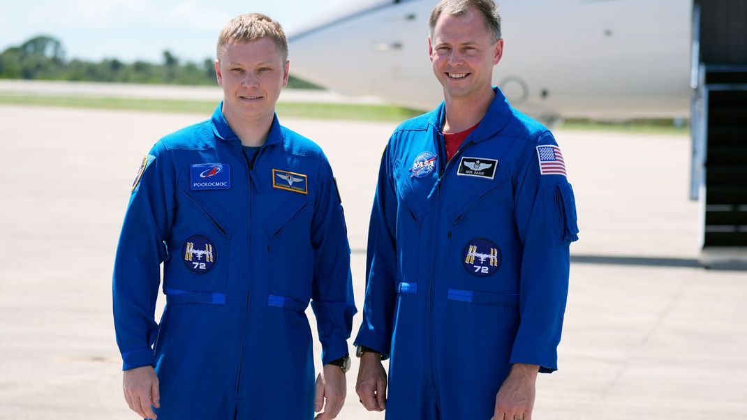 NASA-Astronaut Nick Hague und Kosmonaut Alexander Gorbunow sind&nbsp; an der Internationalen Raumstation ISS angekommen.