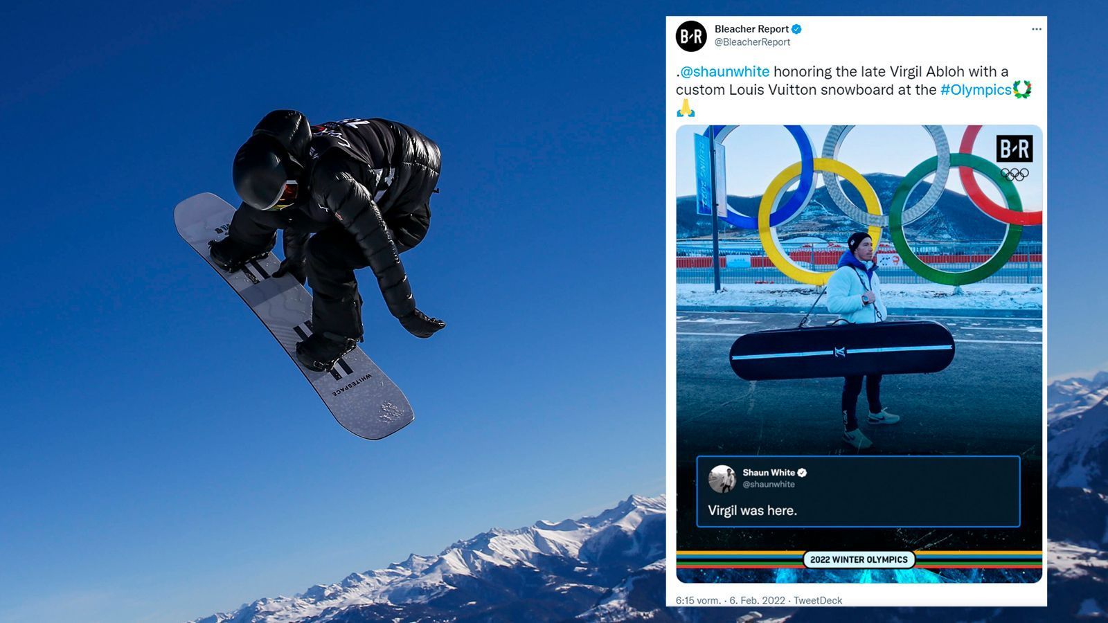 
                <strong>Shaun White ehrt Virgil Abloh mit Snowboard-Design </strong><br>
                Snowboard-Superstar Shaun White hat mit einer schönen Aktion an den 2021 verstorbenen Designer Virgil Abloh erinnert. Der dreimalige Olympiasieger, der nach den Spielen 2022 seine Karriere beenden wird, postete bei Twitter ein Bild, welches ihn mit einem individuellen Snowboard zeigt, das mit einem Louis-Vuitton-Design an Abloh erinnern soll. Zu der individuellen Kollektion zählen neben Snowboard und der passenden Box noch zwei Koffer und eine Gitarrentasche. Abloh war seit 2019 für das französische Modehaus als Designer tätig und entwarf zahlreiche Modekollektionen. 2021 erlag der 41-Jährige einer seltenen Krebserkrankung.
              