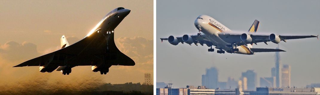 Concorde und A380 beim Abheben