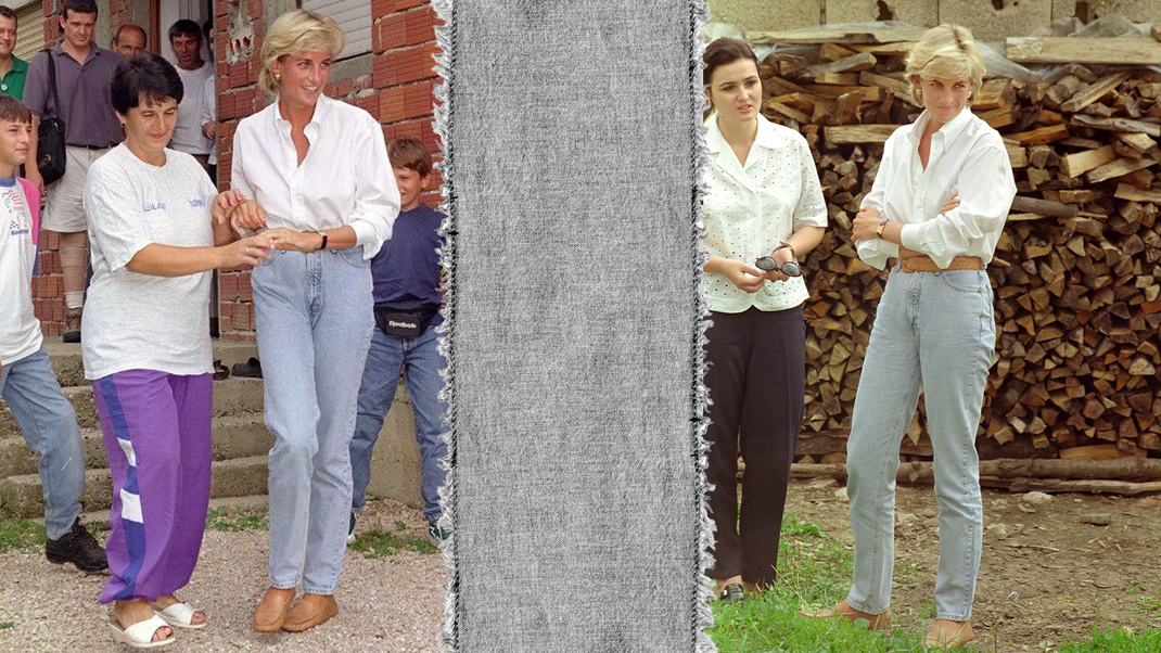 Lady Di in Bosnien im entspannten Look mit lockerer light wash Jeans