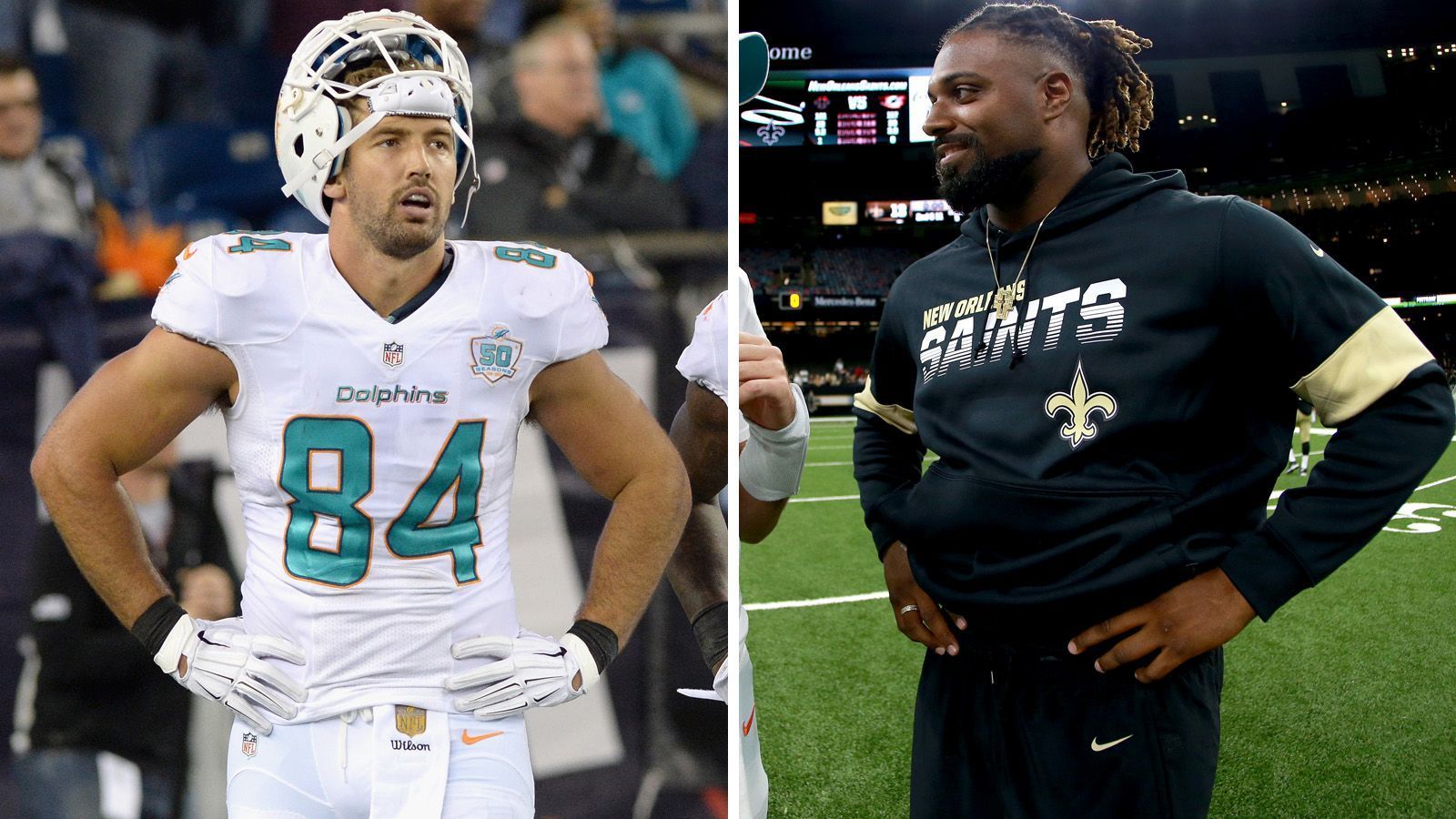 
                <strong>Cameron Jordan und Jordan Cameron</strong><br>
                Links: Jordan Cameron - bis 2016 Tight End der Miami Dolphins - Rechts: Cameron Jordan - Defensive End der New Orleans Saints 
              