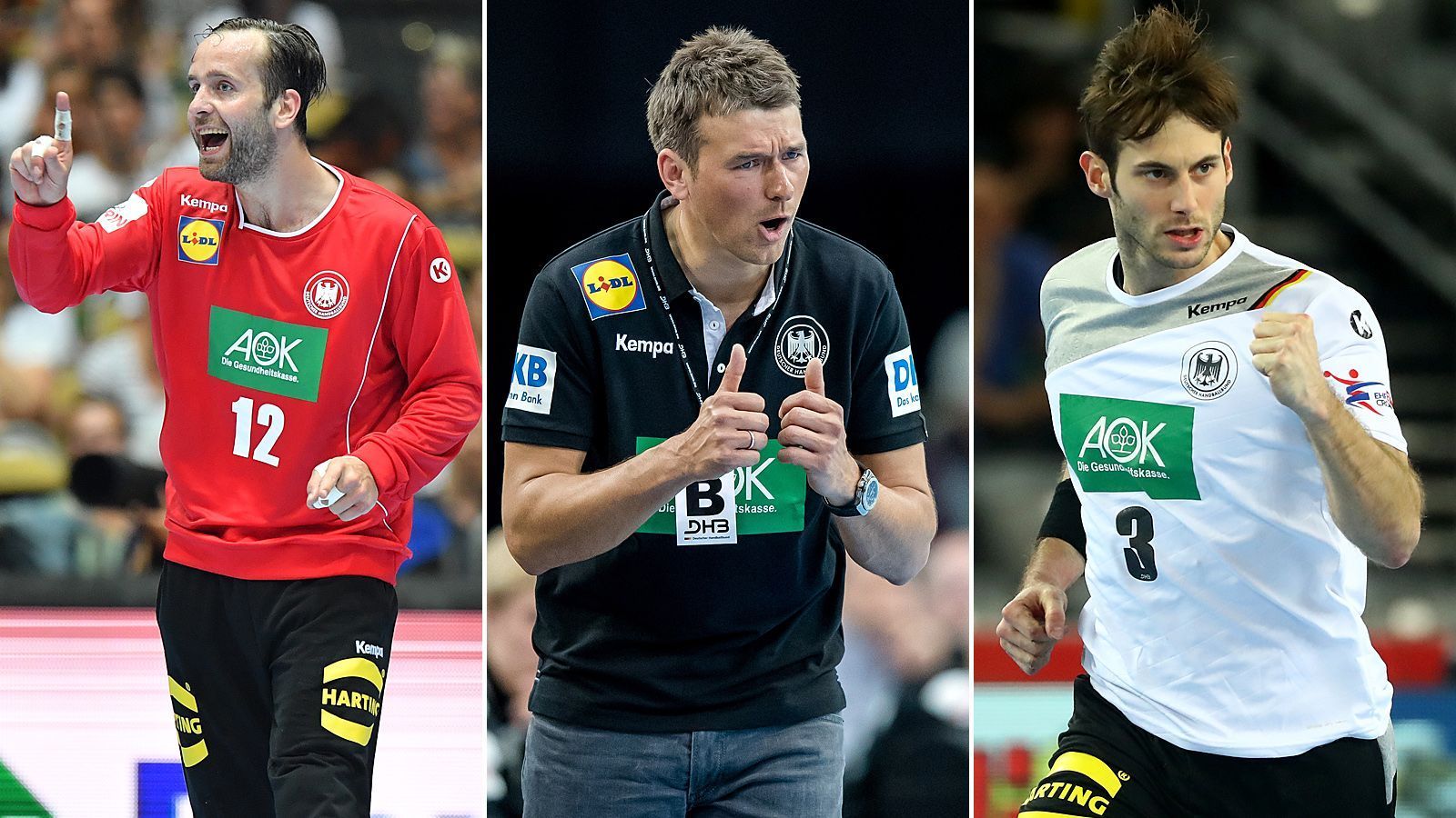 
                <strong>Kader der deutschen Handball-Nationalmannschaft für die WM 2019</strong><br>
                Am 10. Januar beginnt die Handball-Weltmeisterschaft in Deutschland und Dänemark (alle Spiele live auf Sportdeutschland.tv). Bundestrainer Christian Prokop hat 16 Spieler ausgewählt, die mit dem DHB-Team den Titel holen wollen. ran.de zeigt Euch, welche Spieler bei der Heim-WM für Deutschland auflaufen. 
              