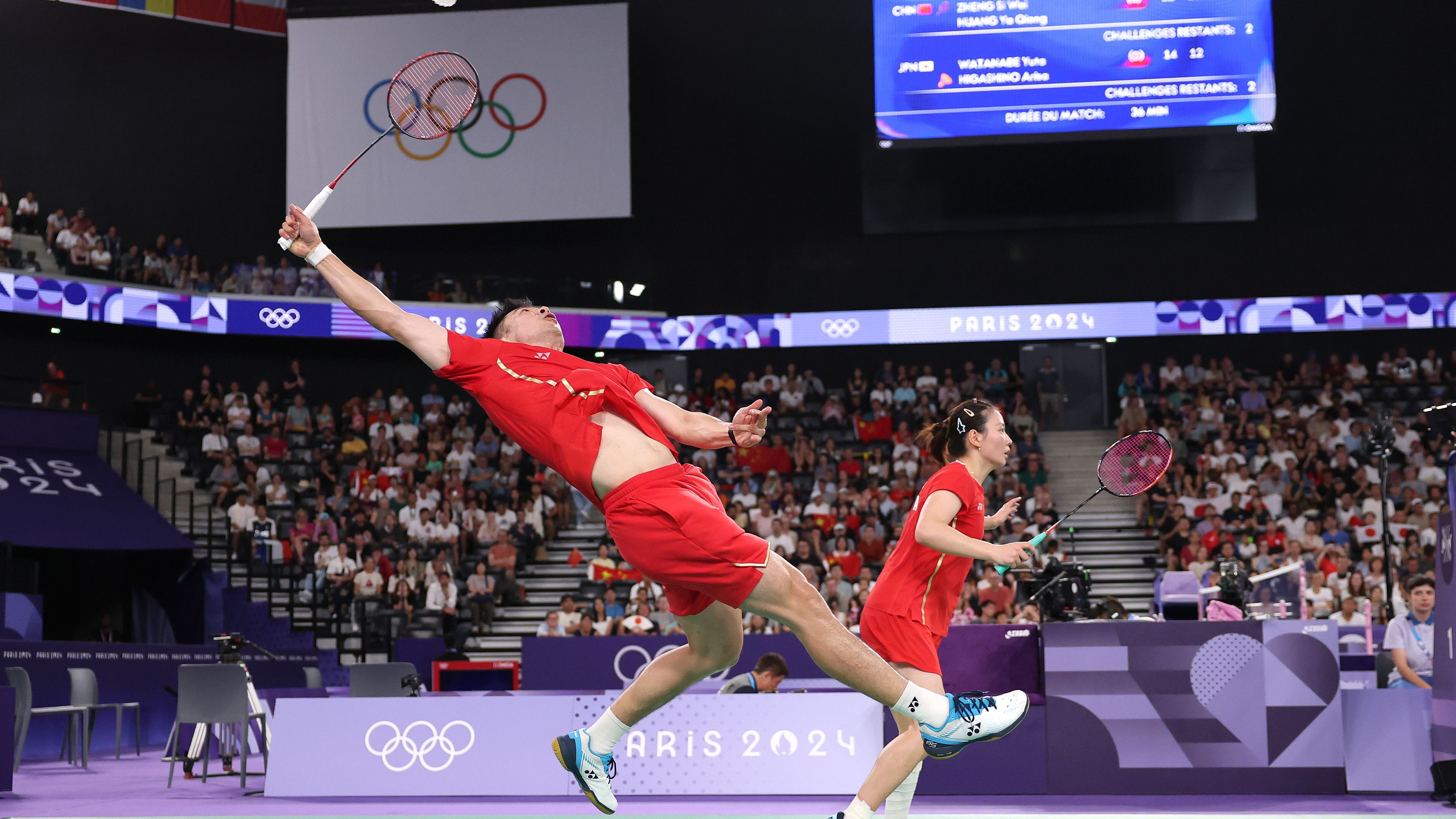 <strong>Olympia 2024: Die besten Bilder des sechsten Tages</strong><br>Zheng Siwei muss sich ganz schön strecken.