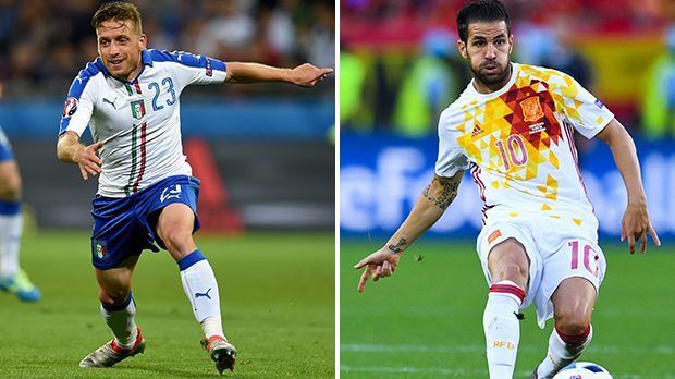 
                <strong>Emanuele Giaccherini vs. Cesc Fabregas</strong><br>
                Emanuele Giaccherini vs. Cesc Fabregas – Beide Spieler haben noch Luft nach oben. Giaccherini zwar mit dem 1:0 gegen Belgien, ansonsten eher schwach. Auch Fabregas zeigt noch nicht sein volles Potenzial. Von daher: Unentschieden. Punkt für beide. 5:3 für Italien.
              