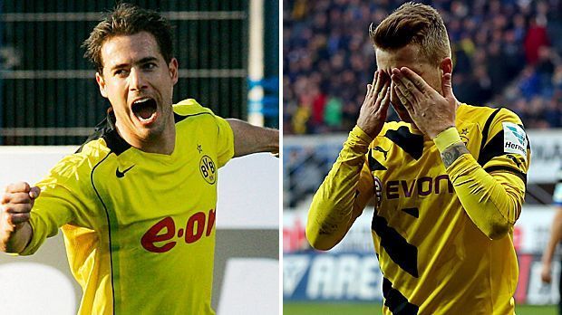 
                <strong>Lars Ricken vs. Marco Reus</strong><br>
                Linksaußen: Lars Ricken vs. Marco Reus - Beide Offensivspieler zeichnet eine hohe Torgefährlichkeit und Verletzungsanfälligkeit aus. So kam Ricken nur 17 Mal und Reus nur 20 Mal in der jeweiligen Saison zum Einsatz. Wegen der höheren Bedeutung für das Team gewinnt Reus. 2005 6:5 2015.
              