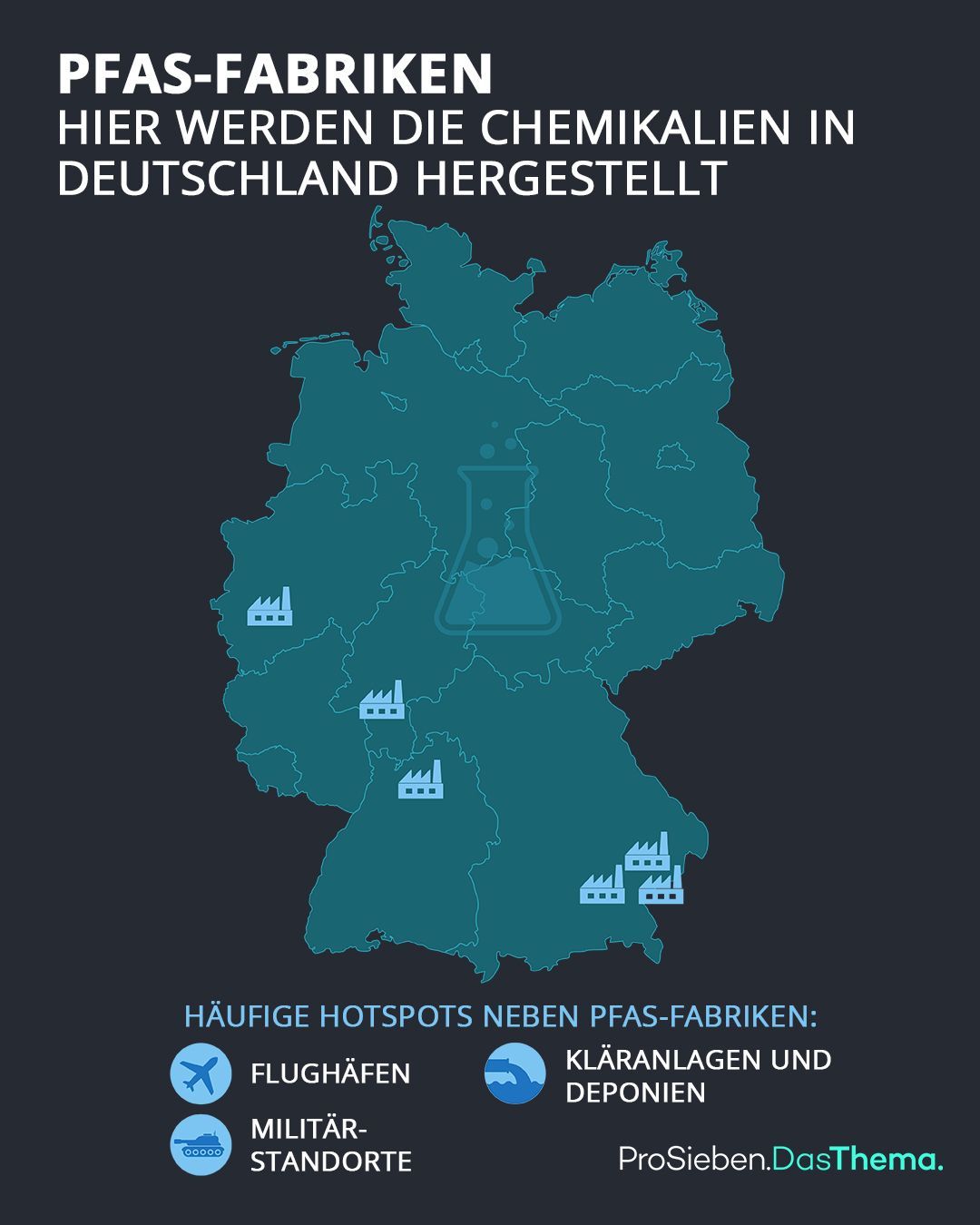 Standorte der PFAS Fabriken