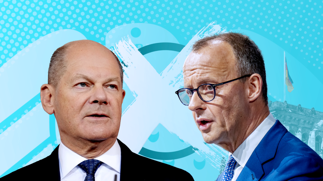 Bundeskanzler Olaf Scholz und Herausforderer Friedrich Merz (von links).