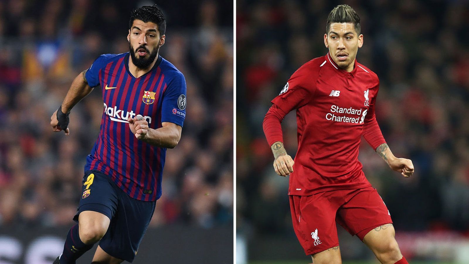 
                <strong>Mittelstürmer: Luis Suarez vs. Robert Firmino</strong><br>
                Uruguay gegen Brasilien - während Barca auf einen bissfesten Ex-Liverpooler vertraut, bildet ein früherer Hoffenheimer den zentralen Angreifer der "Reds". Luis Suarez (l.) hat sich im Vergleich zu seiner Zeit beim LFC noch einmal gesteigert. Besonders das Zusammenspiel mit Kumpel Messi verwandelt ihn in den Schrecken aller Gegner. Auch Roberto Firmino im Klopp-Team hat nach seinem Transfer aus dem beschaulichen Sinsheim in die fußballverückte Stadt an Englands Westküste noch einmal einen Sprung gemacht. Dennoch muss er sich hier beugen. Zwischenstand: Barca erhöht noch einmal auf 8:2
              