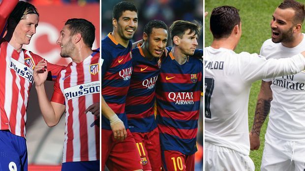 
                <strong>Spanien</strong><br>
                Spanien: In der Primera Division dürfen sich fünf Spiele vor dem Saisonende noch drei Teams berechtigte Hoffnungen auf den Titel machen. Obwohl Barcelona derzeit schwächelt, sind die Katalanen mit 76 Punkten immer noch Tabellenführer. Doch Atletico Madrid ist nach Punkten gleichauf mit dem Titelverteidiger. Real Madrid lauert nur einen Punkt dahinter auf die Chance, an den Konkurrenten vorbeizuziehen.
              