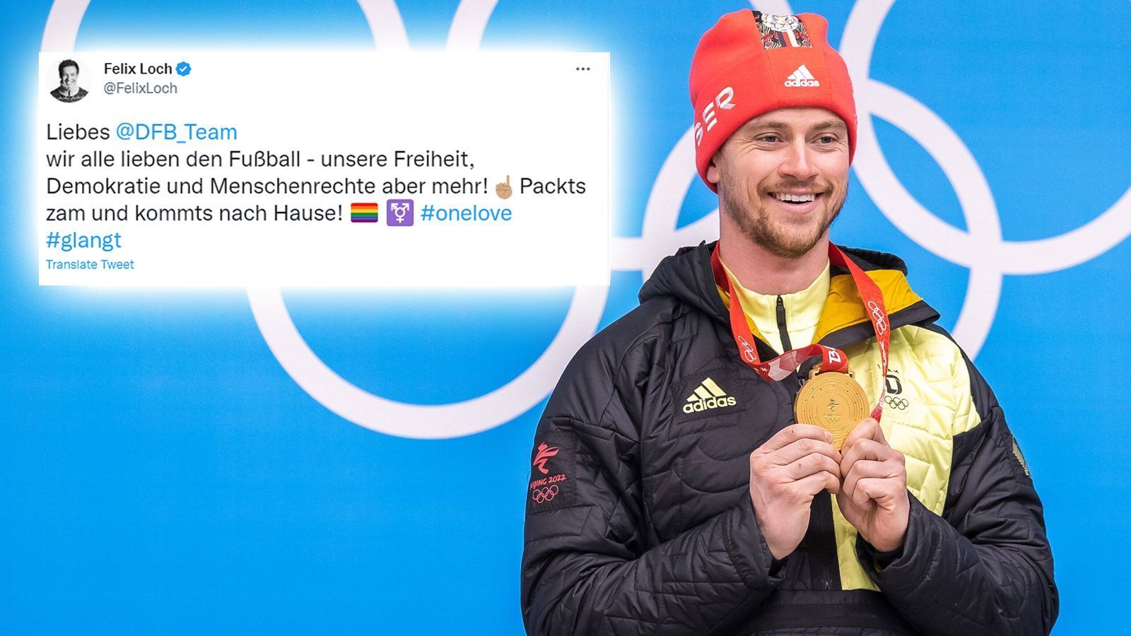 
                <strong>Felix Loch (deutscher Rodel-Olympiasieger)</strong><br>
                "Liebes DFB-Team, wir alle lieben den Fußball - unsere Freiheit, Demokratie und Menschenrechte aber mehr! Packts zam und kommts nach Hause!" (Quelle: Twitter)
              