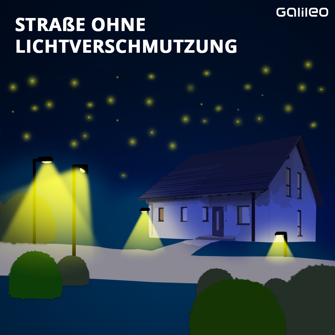 Lichtverschmutzung: So sieht eine Straße mit wenig Lichtsmog aus. Man sieht deutlich mehr Sterne am Nachthimmel. 