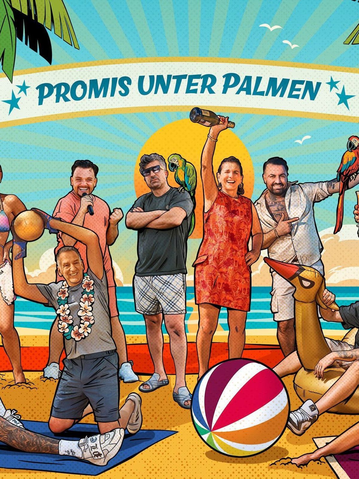 Die "Promis unter Palmen" 2025: Kim Virginia, Nikola Glumac, Lisha Savage, Menowin Fröhlich, Eike Immel, Chico, Claudia Obert, Cosimo Citilio, Christo, Iris Klein, Melody Haase und Janina Youssefian.