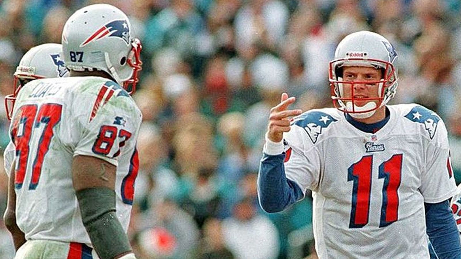 
                <strong>Platz 6: Drew Bledsoe und Ben Coates</strong><br>
                &#x2022; 46 Touchdowns<br>&#x2022; New England Patriots (1993 bis 1999)<br>
              