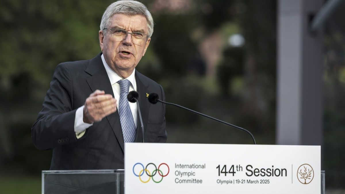 Thomas Bach bei seiner Rede in Olympia