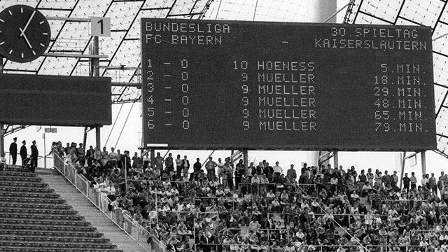 <strong>5. FC Bayern 1972/1973 - 30. Spieltag</strong><br>
                Mit einer wahren Gala-Vorstellung macht der FC Bayern 1973 Nägel mit Köpfen. Fünf Tore von Gerd Müller beim 6:0-Sieg gegen Kaiserslautern bescheren dem FCB schon am 30. Spieltag die Meisterschale.