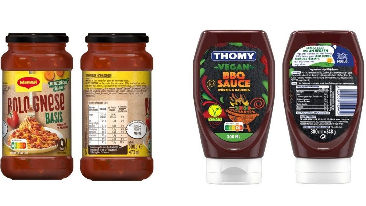 Die MAGGI Pastasauce im Glas "Bolognese Basis" und THOMY "Vegan BBQ Sauce" in der Squeeze-Flasche werden wegen eines fehlenden Hinweises auf Gluten-Gehalt zurückgerufen.