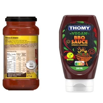 Die MAGGI Pastasauce im Glas "Bolognese Basis" und THOMY "Vegan BBQ Sauce" in der Squeeze-Flasche werden wegen eines fehlenden Hinweises auf Gluten-Gehalt zurückgerufen.