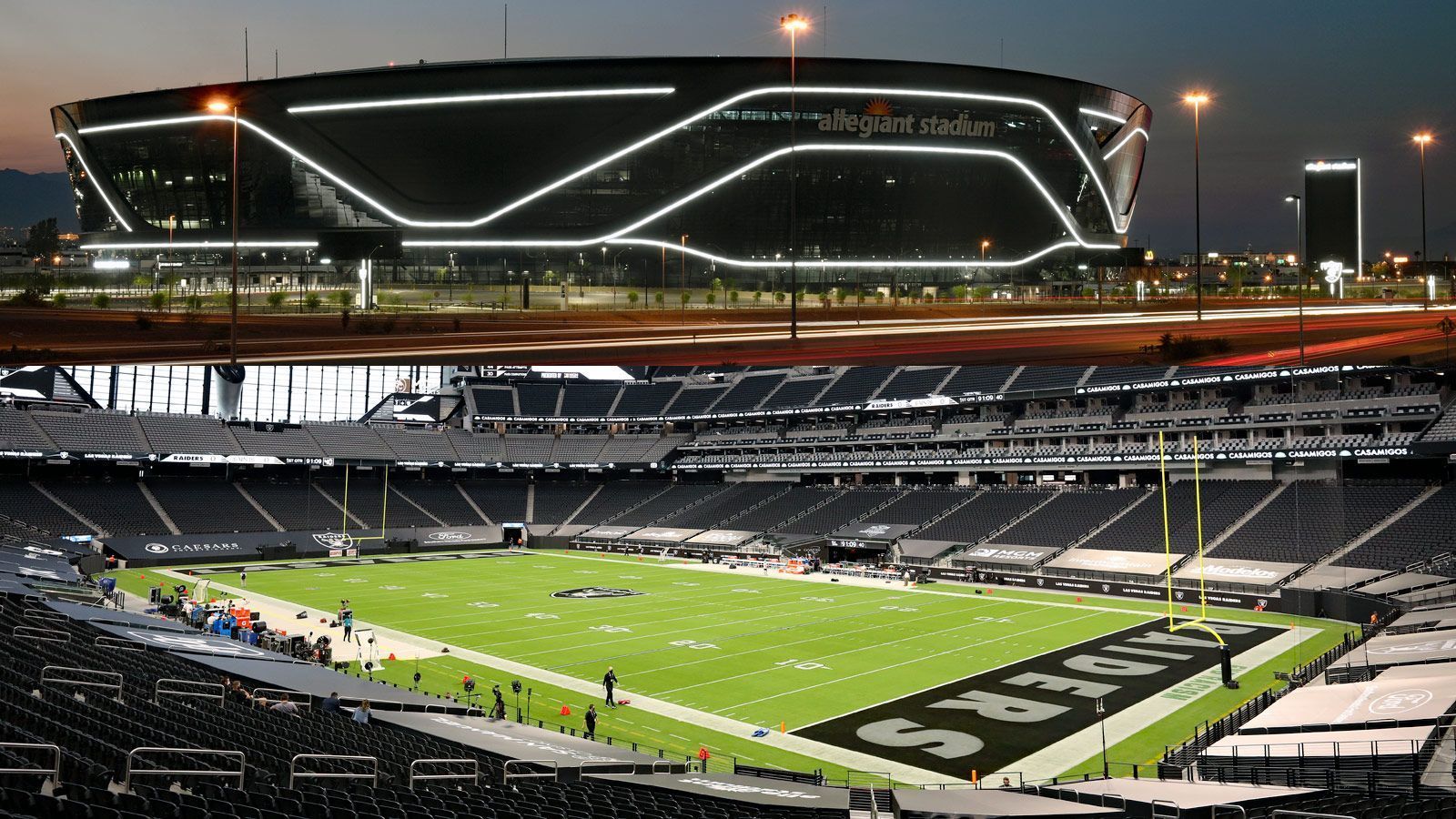 
                <strong>Allegiant Stadium (1/4)</strong><br>
                Das Allegiant Stadium der Las Vegas Raiders steht für Prunk, Protz und High Life. Passend dazu überrascht das ehemalige Team aus Oakland mit dem gemeinsamen "Official Nightlife Partner" Wynn Resorts die eigenen Fans ...
              