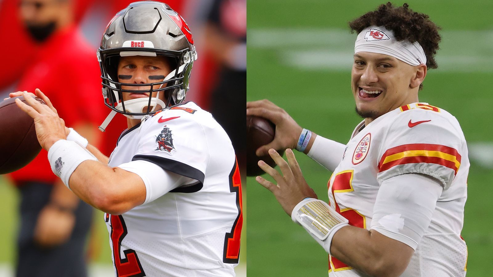 
                <strong>Stats, Titel, Geld, Frauen: Tom Brady und Patrick Mahomes im Vergleich</strong><br>
                Super Bowl LV zwischen den Tampa Bay Buccaneers und den Kansas City Chiefs am Sonntag (ab 22:40 Uhr live auf ProSieben und ran.de) ist auch das Duell der Quarterback-Superstars Tom Brady und Patrick Mahomes, das Aufeinandertreffen zweier Generationen. Wir ziehen den ultimativen Vergleich.
              