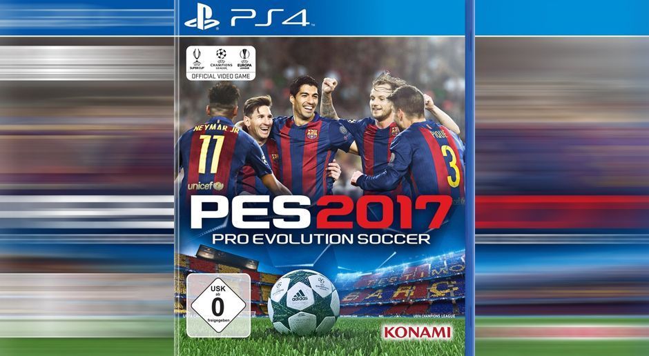 
                <strong>PES 2017</strong><br>
                Die zu diesem Zeitpunkt noch frische Partnerschaft mit den Katalanen zelebrierte Konami besonders auf dem Cover von Pro Evolution Soccer 2017: Von links nach rechts jubeln hier Neymar, Messi, Suárez, Rakitić und Piqué.
              