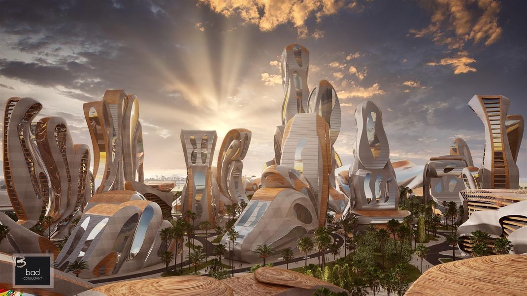 Traumlandschaft: Von Akon City bestehen derzeit nur futuristische Architektur-Renderings wie dieses.&nbsp;