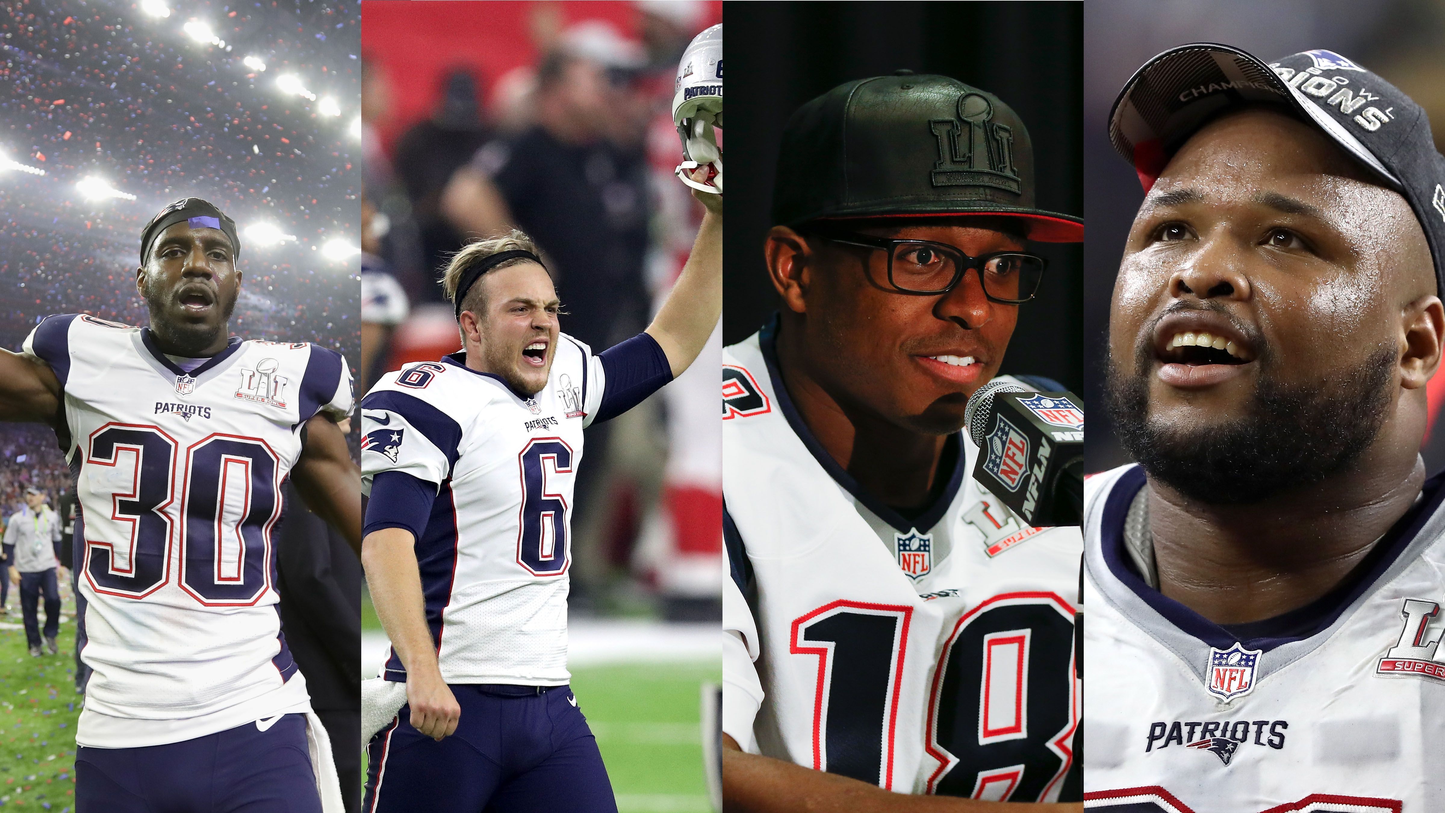 
                <strong>Drei Titel: Harmon, Allen, Slater, Cannon</strong><br>
                ... sowie Duron Harmon (#21 Safety), Ryan Allen (#6 Punter), Matthew Slater (#18 Wide Receiver), Marcus Cannon (#61 Offensive Lineman) ...
              