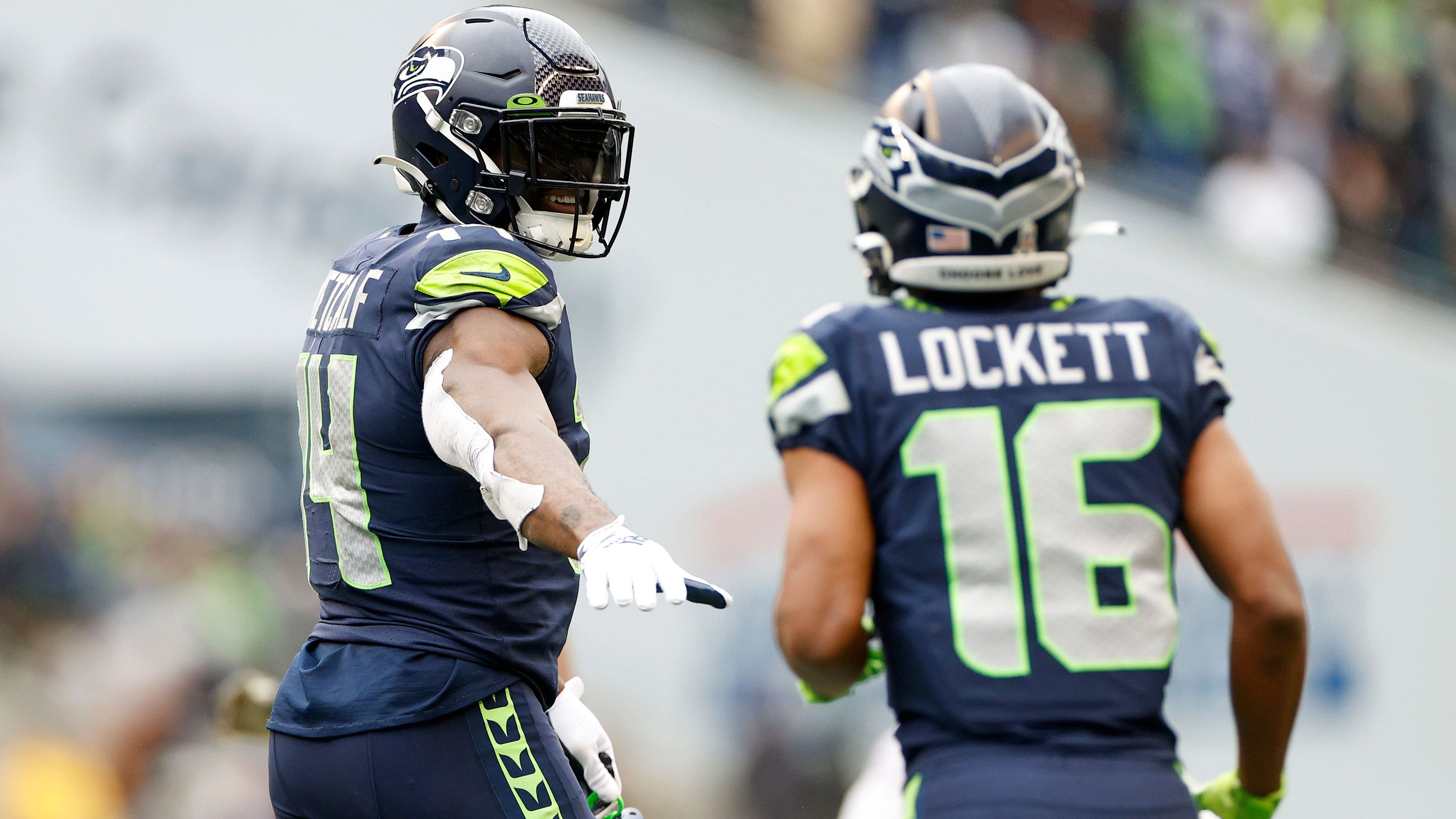 <strong>Platz 4 (geteilt): Seattle Seahawks</strong><br>Receiver: DK Metcalf, Tyler Lockett und Jaxon Smith-Njigba<br>Durchschnittliche 40-Yard-Dash-Zeit: 4,40 Sekunden