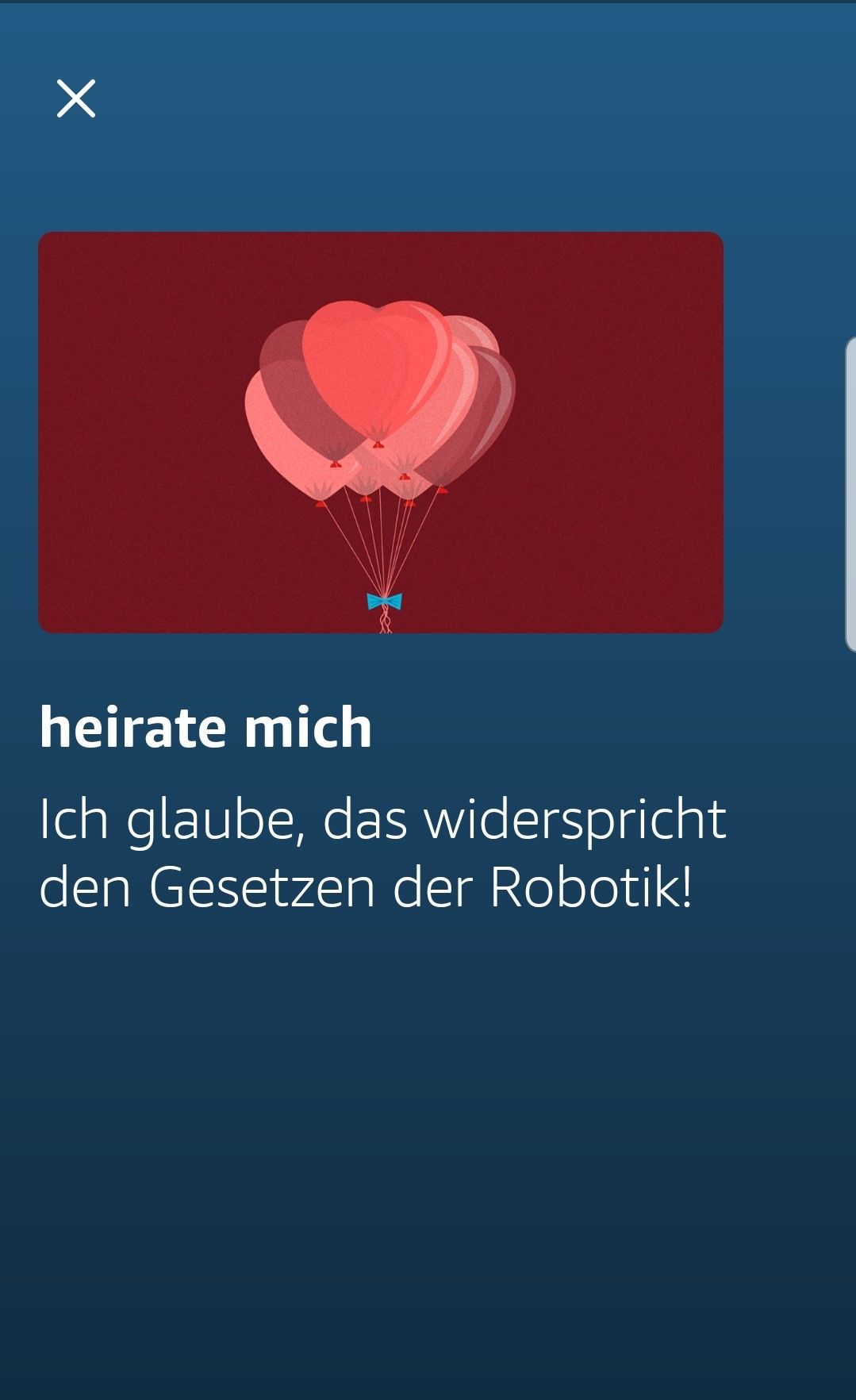 Wirklich verwunderlich: Alexa erinnert sich bei einer ganz anderen Frage daran, dass sie eigentlich kein Mensch ist.