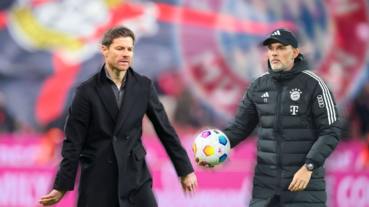 FOTOMONTAGE:Vorschau zum Bundesligakracher Bayer Leverkusen - FC Bayern Muenchen. Trainer Xabier ALONSO (LEV) trifft auf Trainer Thomas TUCHEL (Bayern Muenchen). *** PHOTOMONTAGE Preview of the Bun...
