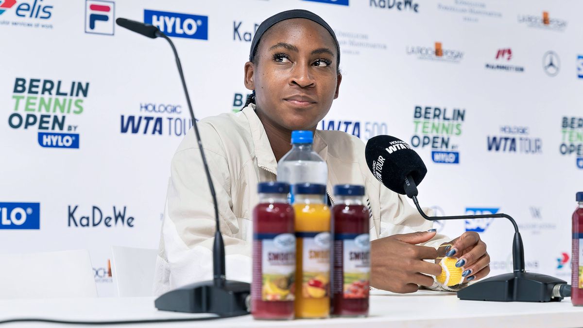 Sport Bilder des Tages 18.06.2025,Berlin Tennis Open by HYLO 2025 WTA, Tennis Damen auf dem Gelände des LTTC Rot-Weiß im Bezirk Wilmersdorf Ortsteil Grunewald.Coco Gauff bei der PK *** 18 06 2025,B...