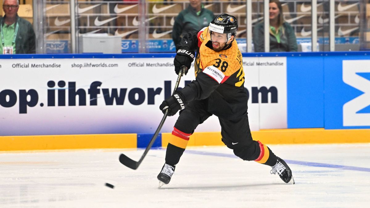 ODENSE, DENMARK - MAY 10: Fabio Wagner of Germany shoots the puck during the 2025 Ice hockey, Eishockey World Championship, WM, Weltmeisterschaft match between Germany and Hungary at Jyske Bank Are...