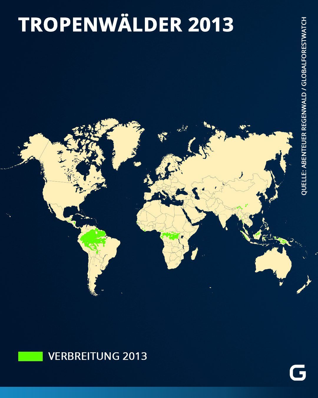 So viel tropische Regenwälder gab es 2013. Ein Vergleich