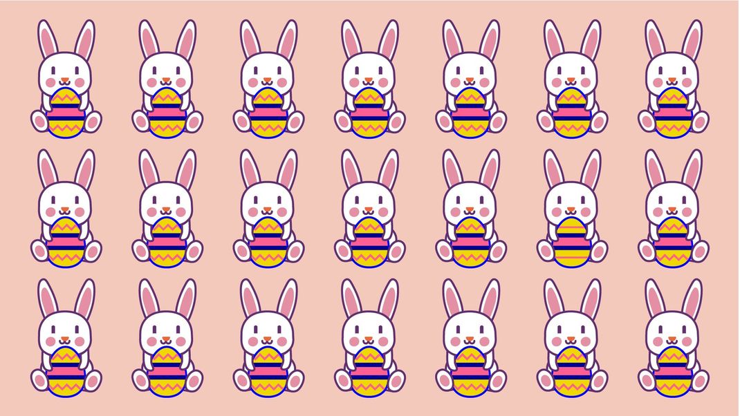 Schau ganz genau hin! Welcher Osterhase passt nicht ins Raster?