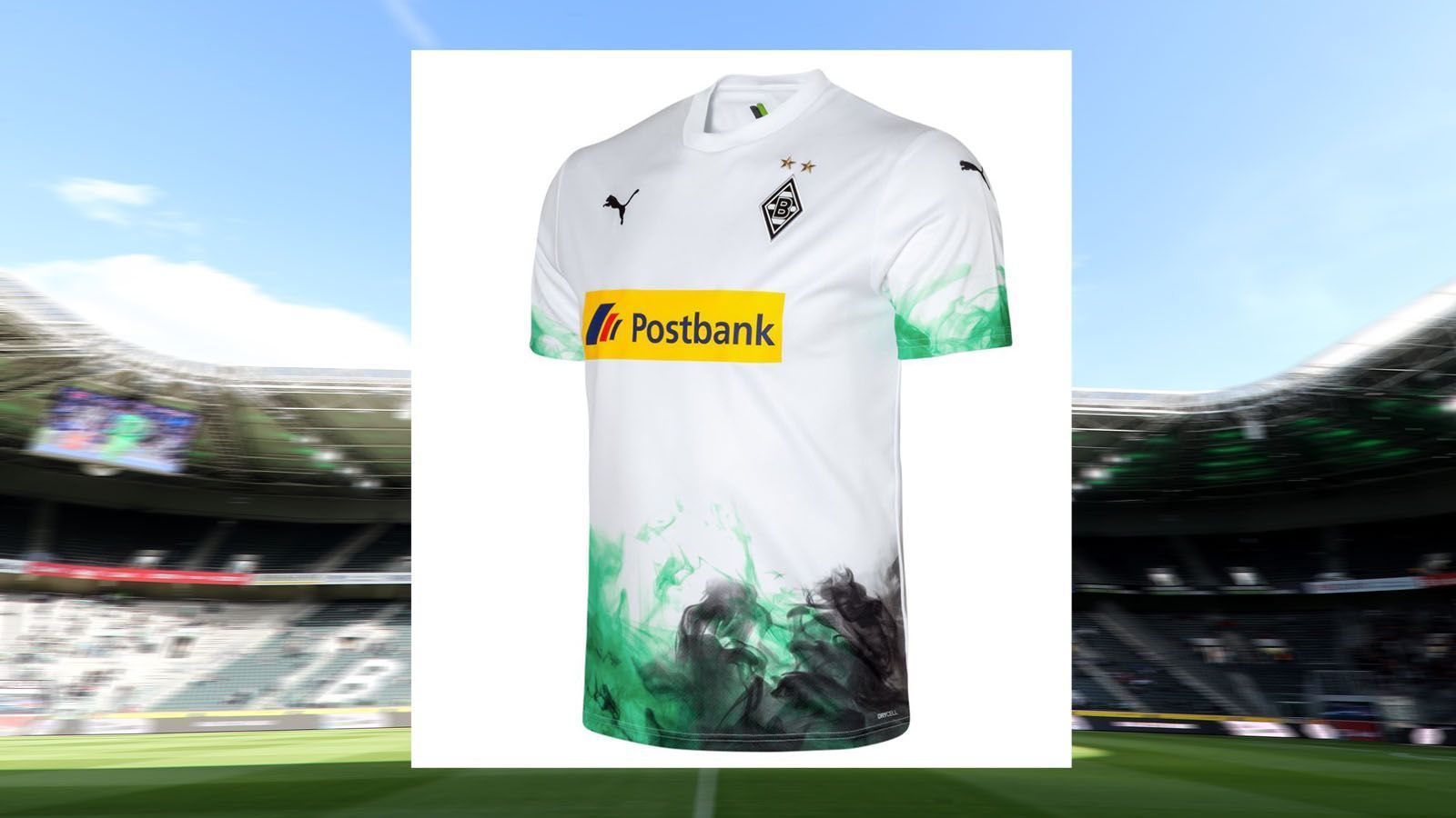 
                <strong>Borussia Mönchengladbach </strong><br>
                Vor dem letzten Saisonspiel 18/19 gegen Borussia Dortmund hat Borussia Mönchengladbach offiziell sein neues Trikot für die Spielzeit 2019/20 präsentiert. Wie der Verein auf seiner Website mitteilt, wurde der "dynamische Look durch die Festung Borussia-Park inspiriert".
              