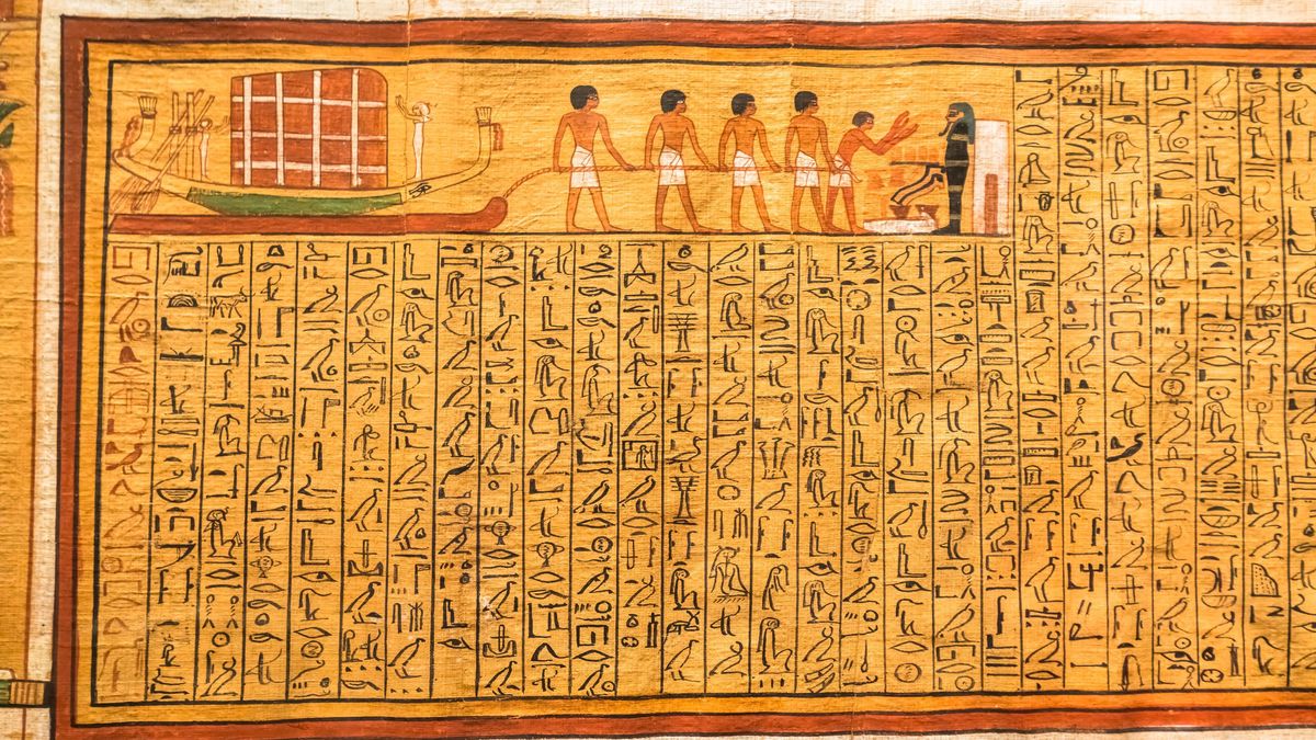 Altägyptischer Papyrus mit hieroglyphischem Begräbnistext, ca. 1550 v. Chr. 256706642