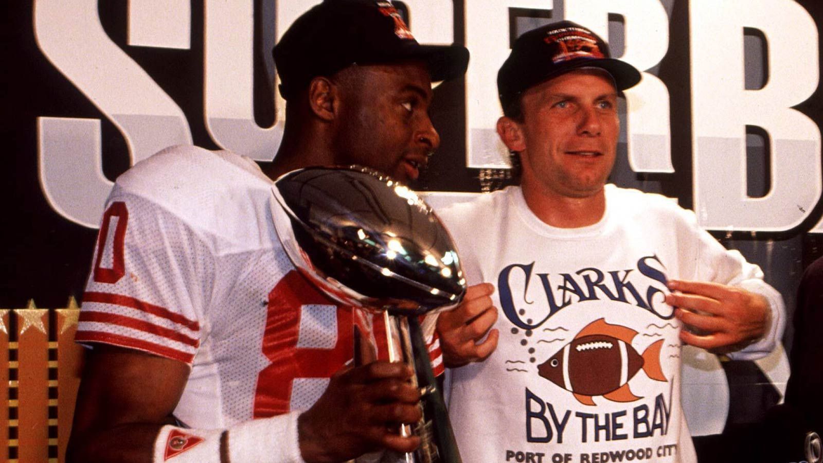 
                <strong>Platz 10 (geteilt): Joe Montana und Jerry Rice</strong><br>
                &#x2022; 67 Touchdowns <br>&#x2022; San Francisco 49ers (1985 bis 1990)<br>
              