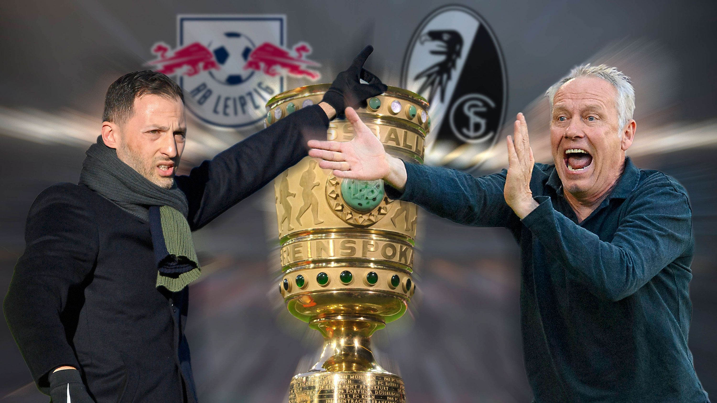 
                <strong>DFB-Pokalfinale: Was für RB Leipzig und den SC Freiburg spricht</strong><br>
                Das DFB-Pokalfinale steht vor der Tür, am Samstagabend duellieren sich der SC Freiburg und RB Leipzig im Berliner Olympiastadion (heute ab 20:00 Uhr im Liveticker auf ran.de). Anders als in den Aufeinandertreffen in der Bundesliga-Saison 2021/22 (jeweils 1:1) wird es dieses Mal aber definitiv einen Sieger geben und eines der beiden Teams erstmals in seiner Historie den Pokal in die Höhe stemmen. Welche Gründe für Leipzig bzw. Freiburg sprechen, hat ran in der Galerie gesammelt.
              