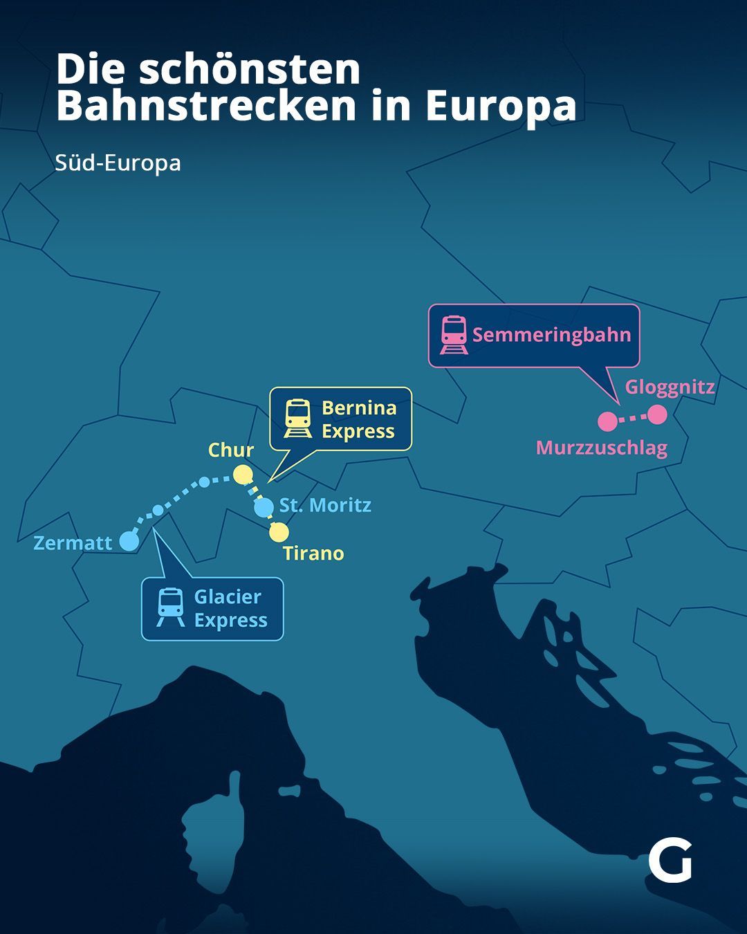 Die schönsten Bahnstrecken in Europa - Süd-Europa