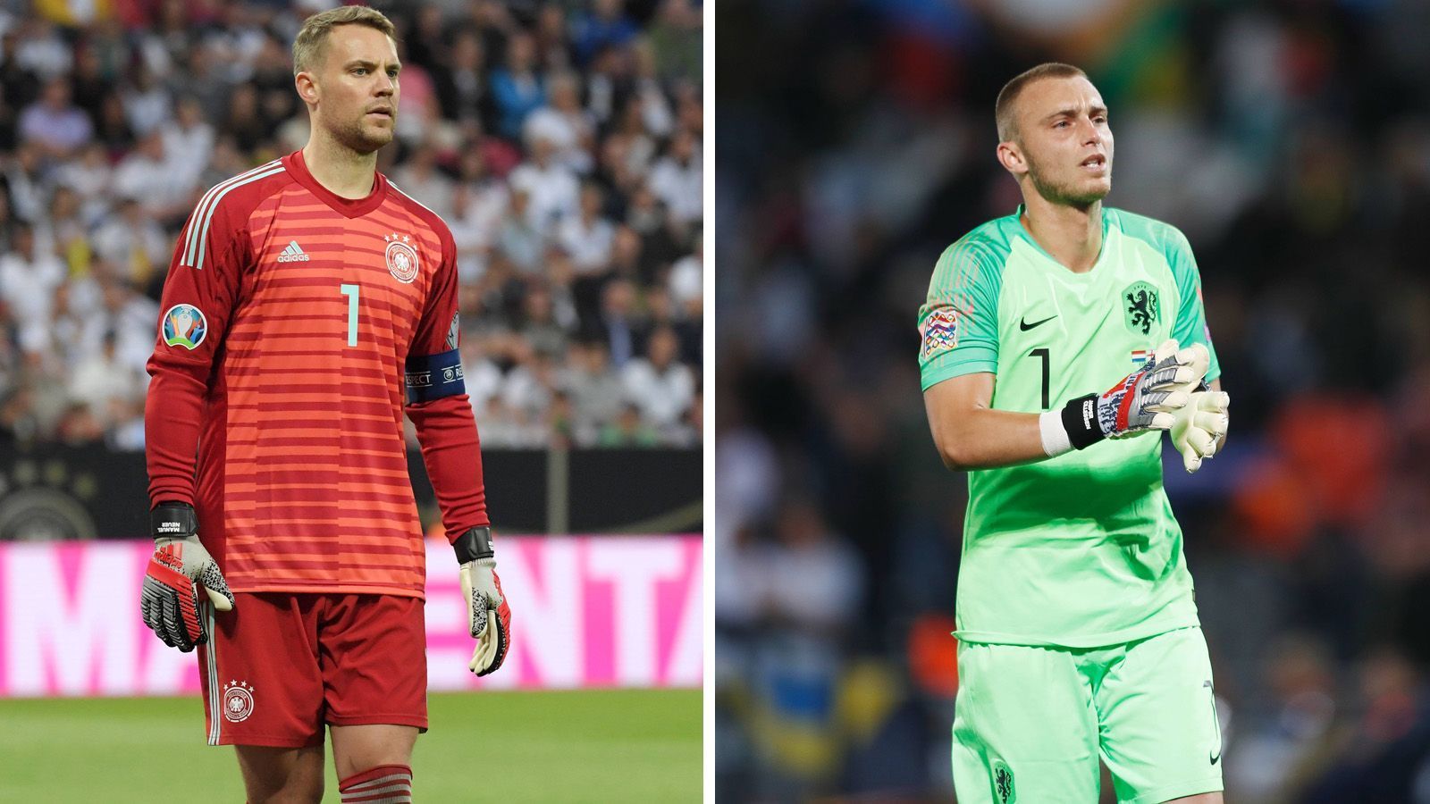 
                <strong>Torwart: Manuel Neuer vs. Jasper Cillessen </strong><br>
                Manuel Neuer wird gegen die Niederländer wohl wieder mehr zu tun bekommen als bei seinen letzten Einsätzen im DFB-Dress gegen Weißrussland (2:0) und Estland (8:0). Im letzten Vergleich mit den Niederlanden zeigte der Bayern-Keeper, warum Löw weiterhin auf hin als Nummer eins setzt. Dass mit Marc Andre ter Stegen ein ebenbürtiger Keeper im Nacken sitzt, sorgt beim Kapitän nicht für Nervenflattern. Sein Gegenüber, Jasper Cillessen, war wiederum hinter ter Stegen nur Zuschauer beim FC Barcelona. Seit dieser Saison in Valencia, kommt der 30-Jährige wieder auf mehr Spielpraxis im Verein. Der DFB-Keeper gewinnt das Duell jedoch. Punkt für Neuer. 1:0 Deutschland! 
              