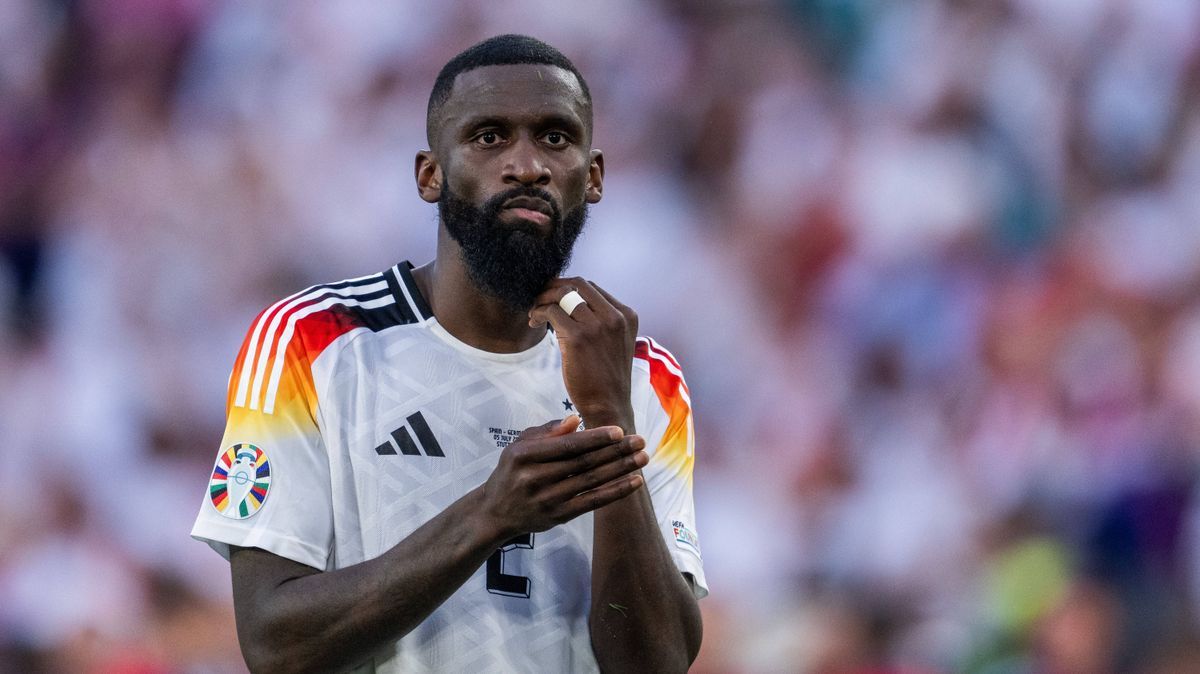 240705 Antonio Rüdiger of Germany looks dejected after the UEFA EURO, EM, Europameisterschaft,Fussball 2024 Football Championship quarterfinal between Spain and Germany on July 5, 2024 in Stuttgart...