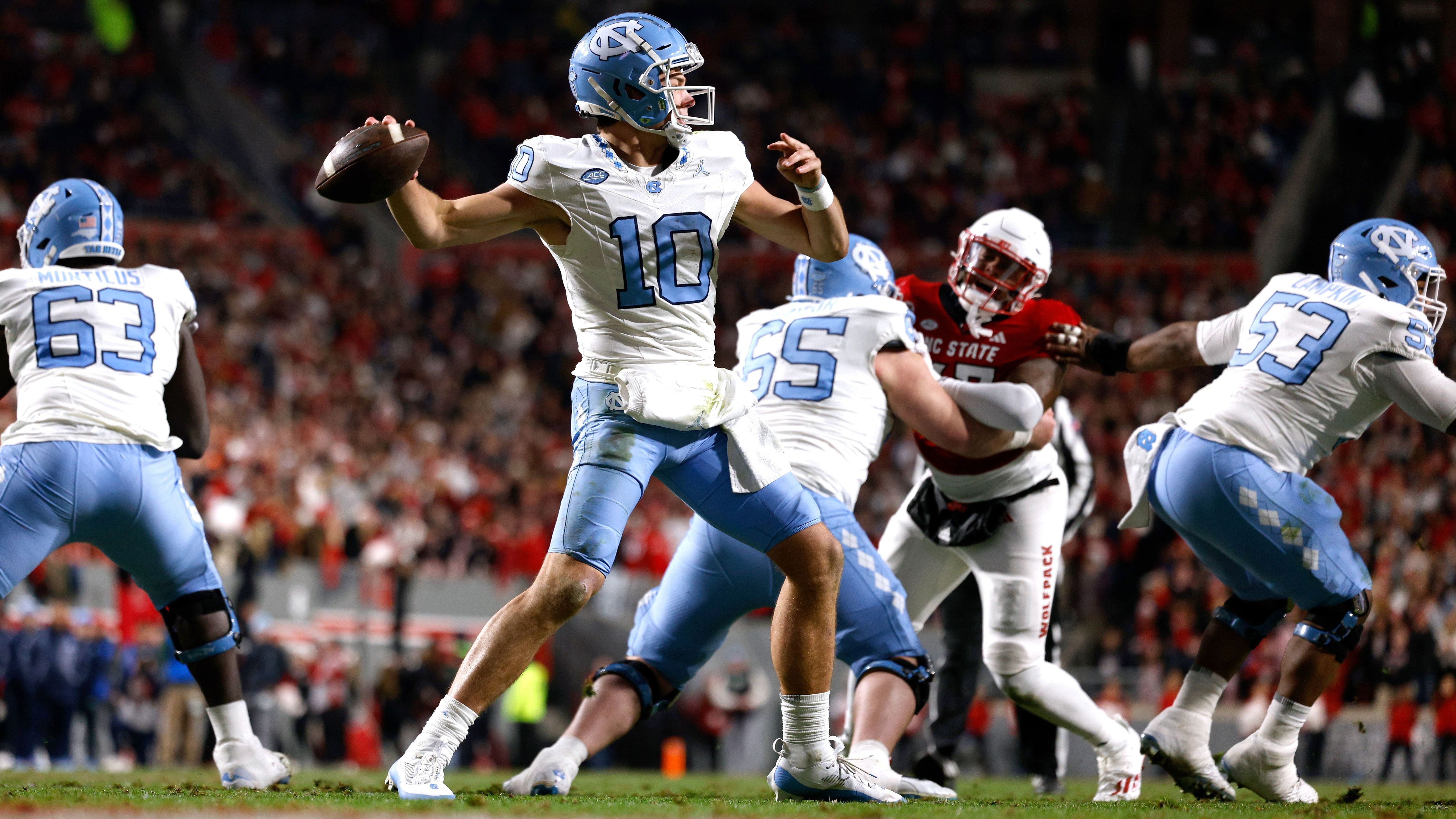 <strong>Drake Maye</strong><br>Position: Quarterback<br>College: North Carolina<br>Prognose: Top-5-Pick