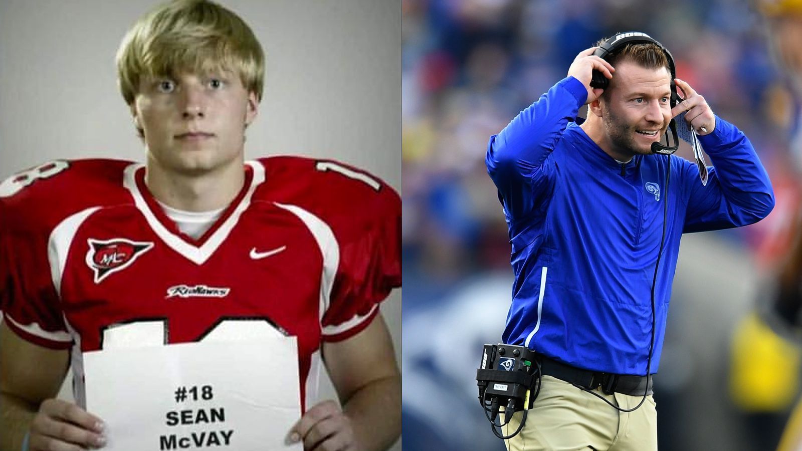 
                <strong>Sean McVay 2009 und heute</strong><br>
                Das waren noch Zeiten. High School ... Und diese Frisuren damals. Sean McVay ist da keine Ausnahme.
              