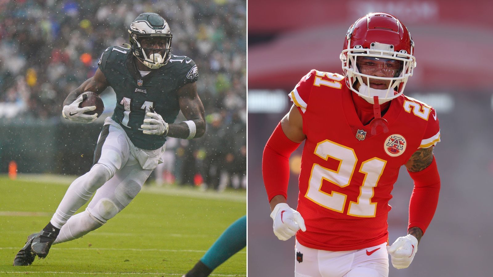 
                <strong>A.J. Brown vs. Trent McDuffie </strong><br>
                Eagles-Receiver A.J. Brown liefert in seiner Premierensaison in Philadelphia ordentlich ab: Der 25-Jährige kam vor der Saison von den Tennessee Titans zu den Eagles und lieferte in 17 Spielen (16 Starts) in der Regular Season elf Touchdowns für die drittbeste Offense der Liga. Im Super Bowl soll Chiefs-Rookie Trent McDuffie die Produktivität von Brown so gering wie möglich halten. Der 21. Pick des diesjährigen Drafts ist in seinem ersten Jahr in der NFL direkt Stammspieler in der Defense von Spagnuolo. In einer insgesamt jungen Verteidigung sticht der 22-Jährige mit sieben verteidigten Pässen, einem Forced Fumble und einem Sack bei 54 Combined Tackles in der laufenden Saison heraus. Dabei verpasste der Rookie sogar sechs Spiele aufgrund einer Oberschenkelverletzung. 
              