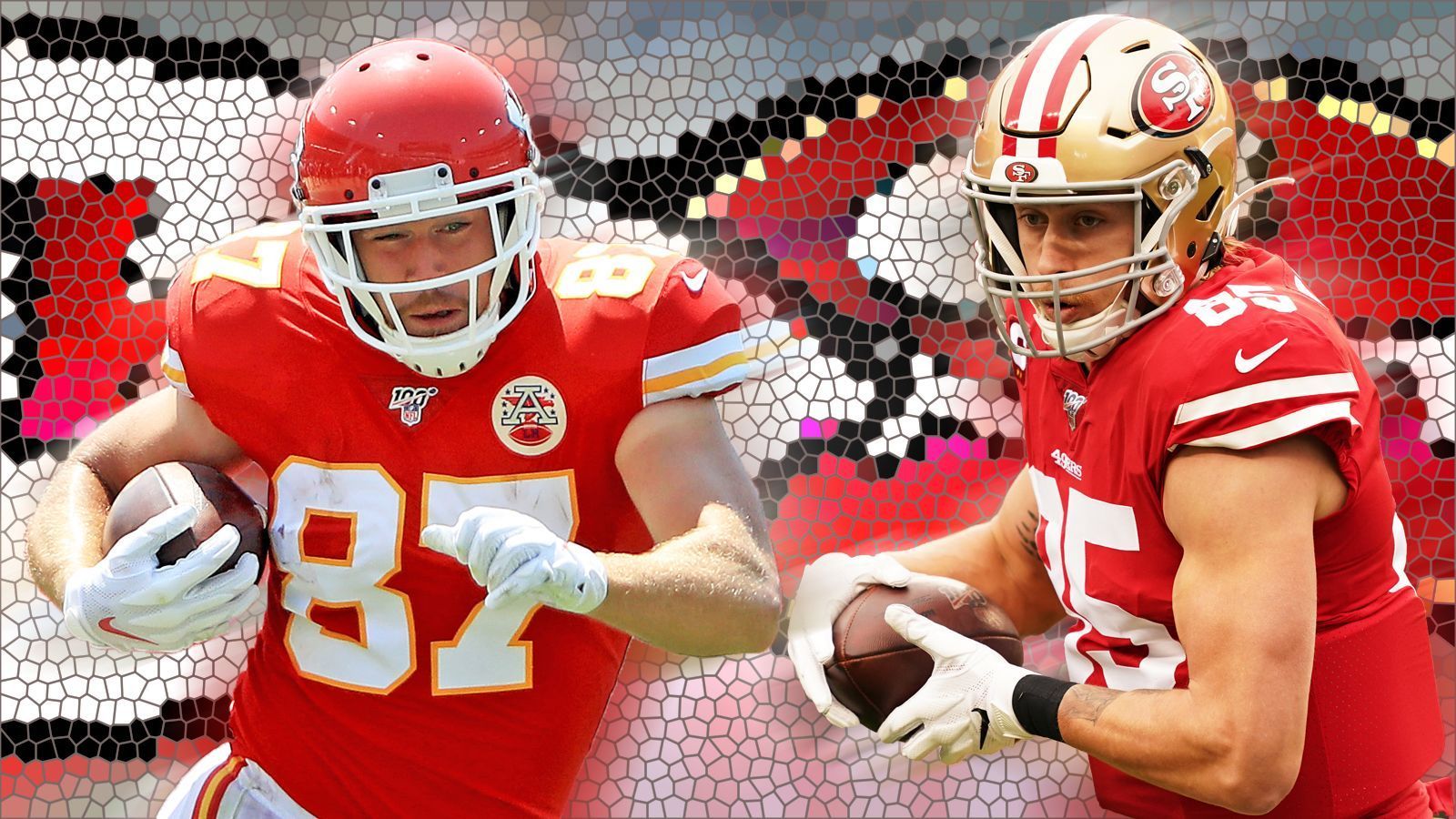 
                <strong>Gronkowskis Erben im Super Bowl 2020: Travis Kelce und George Kittle im Zahlenvergleich</strong><br>
                Jahrelang galt Rob Gronkowski von den New England Patriots als bester Tight End der NFL. Seit dessen Rücktritt nach der Saison 2018 gibt es mehrere Kandidaten, die in Gronks Fußstapfen treten wollen. Zwei davon stehen sich im diesjährigen Super Bowl gegenüber (2. Februar ab 22:45 live auf ProSieben): Travis Kelce (l.) von den Kansas City Chiefs und George Kittle von den San Francisco 49ers. Beide haben maßgeblichen Anteil am Erfolg ihres Teams. ran.de stellt die beiden gegenüber und vergleicht die wichtigsten Zahlen und Fakten. 
              